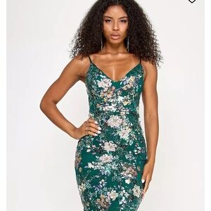 ECI Green Floral Midi Dress